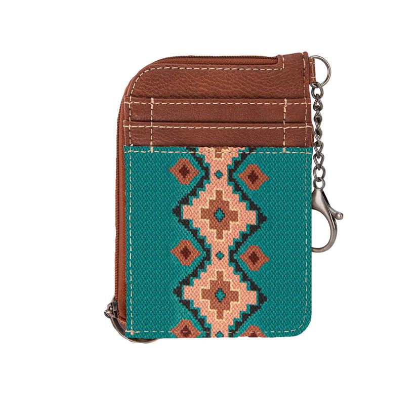 Wrangler Women's Turquoise Southwestern Art Print Mini Zip Card Case