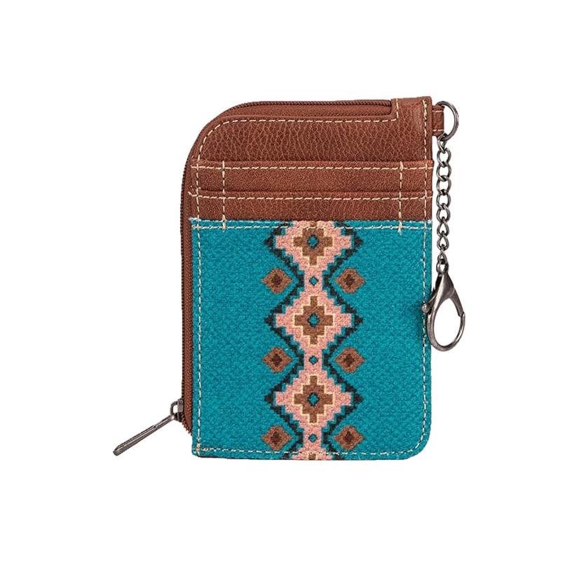 Wrangler Women's Dark Turquoise Southwestern Art Print Mini Zip Card Case