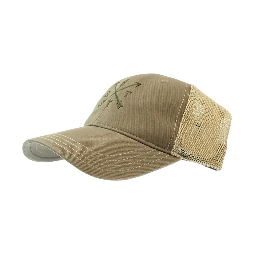 STT Embroidered Compass Brown Khaki Meshback Cap