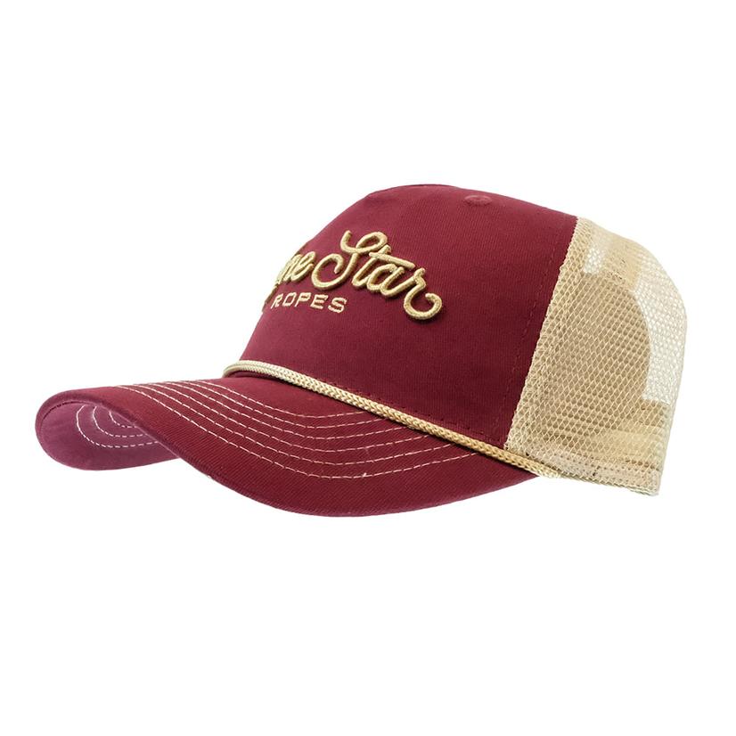 Lone Star Rope Company Maroon And Tan Script Trucker Cap