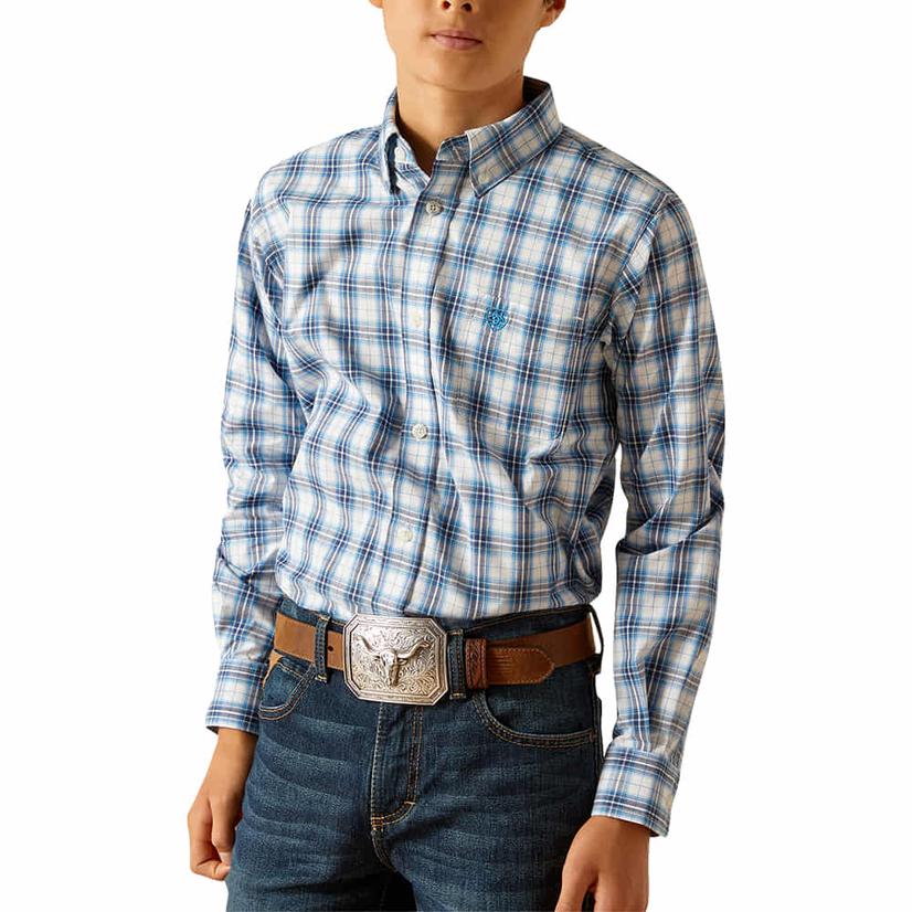 Ariat Phoenix Long Sleeve Buttondown Blue Boys Shirt