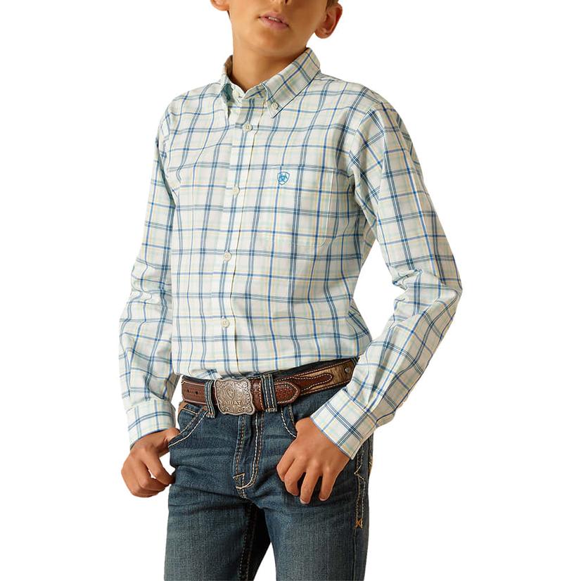 Ariat Phelix Long Sleeve Buttondown Aqua Boys Shirt