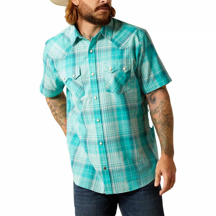 Ariat Retro Haddon Aqua Short Sleeve Button-Down Men's Shirt