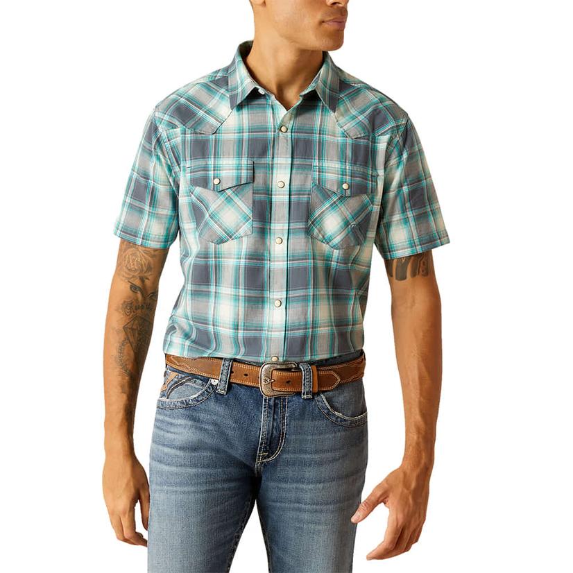 Ariat Retro Harrington Egret Short Sleeve Buttondown Men's Shirt