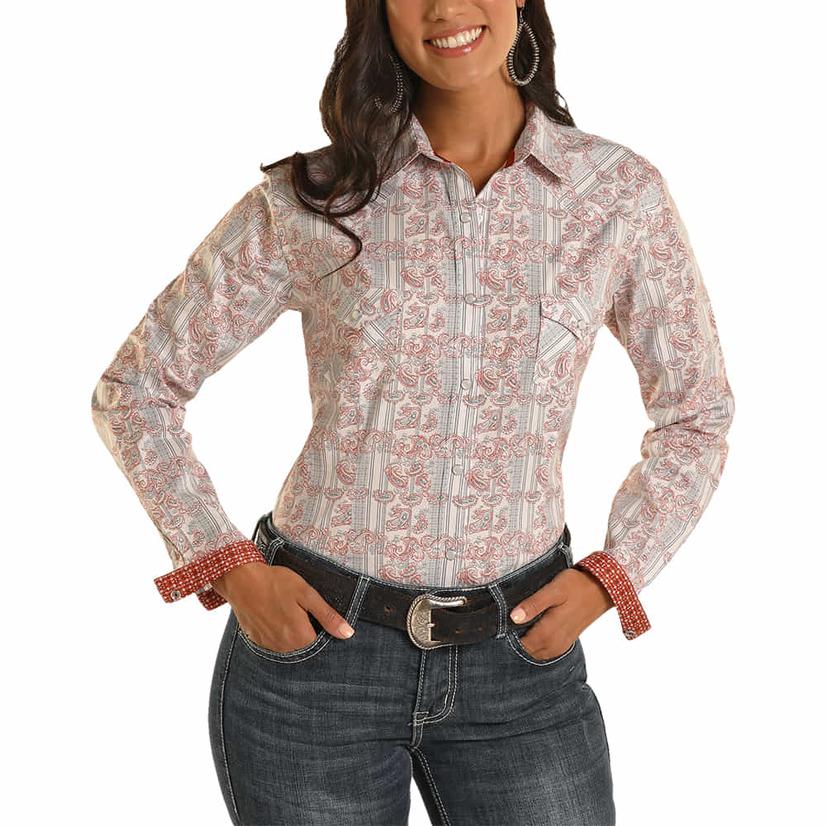 Panhandle Grey Novelty Paisley Long Sleeve Women's Shirt