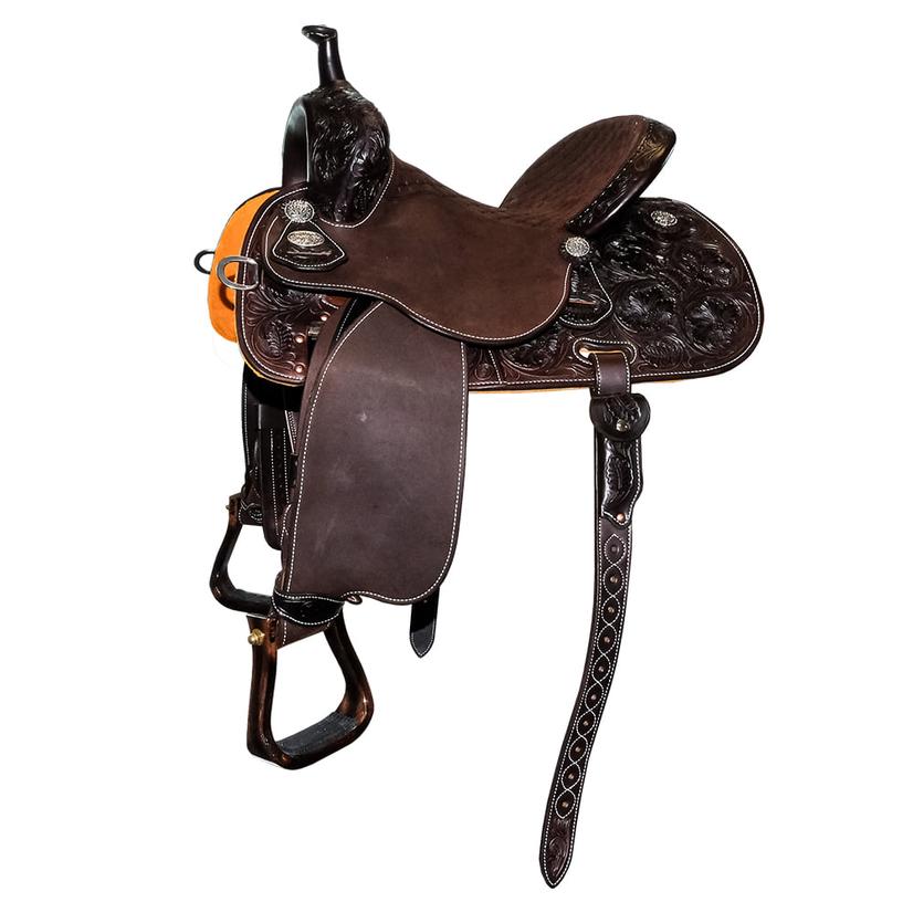 Martin Saddlery 71 Stingray Chocolate Half Prairie Flower Tool 14" Barrel Saddle