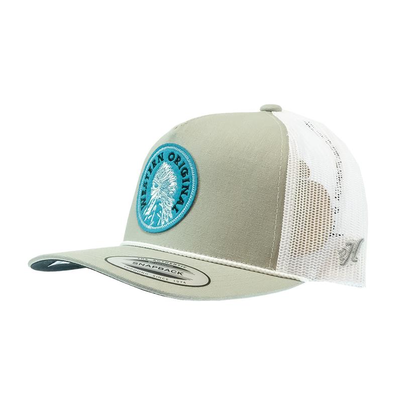 Hooey Grey and White Quanah 5 Panel Snapback Cap