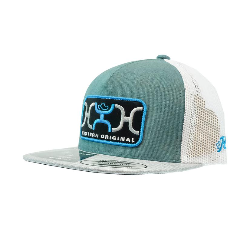 Hooey Teal and White Loop 5 Panel Snapback Cap