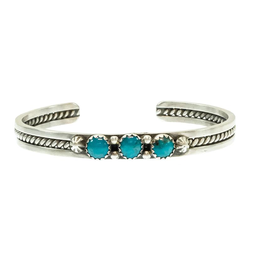 R. King Native American Navajo Sterling Silver Turquoise Bracelet Cuff