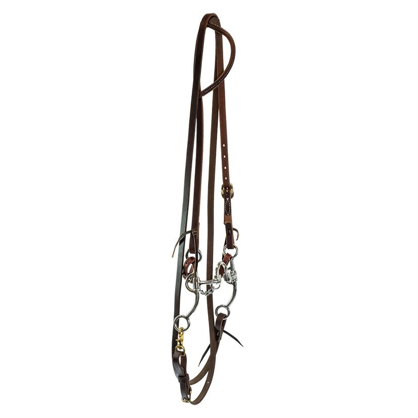 STT Roping Rein Slide Ear Headstall Bridle Set with STT Medium Shank Correction Bit