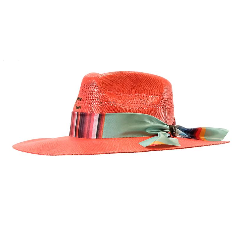 Charlie 1 Horse Coral Summer Serape Straw Hat