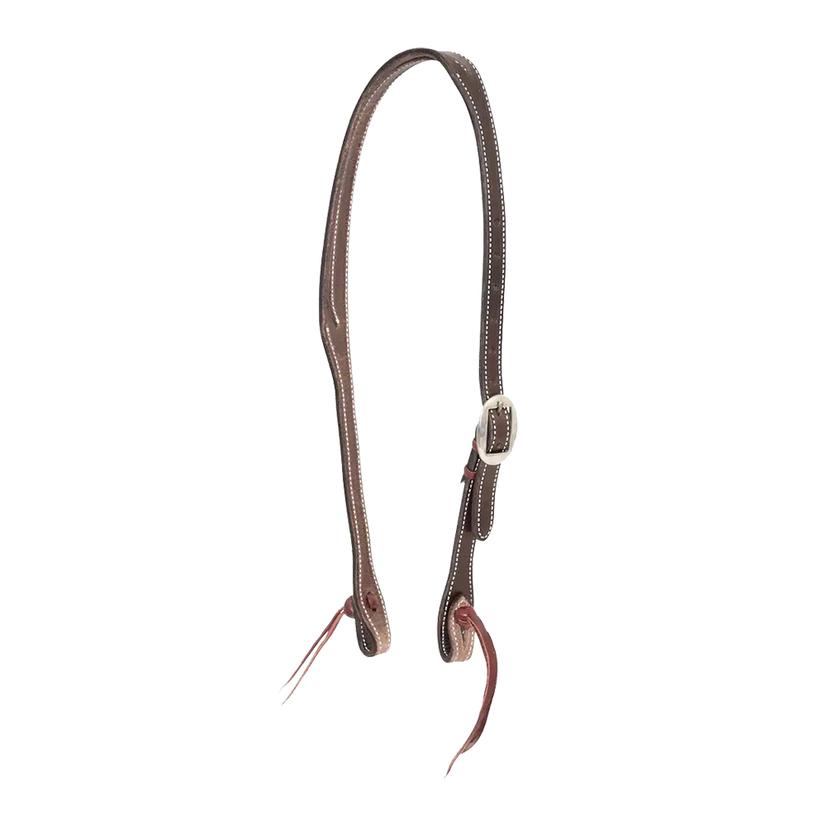 Partrade Cowboy Tack 3/4" Coffee Leather Slotted Ear Headstall