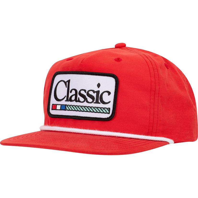 Classic Rope Red And White Embroidered Patch Cap