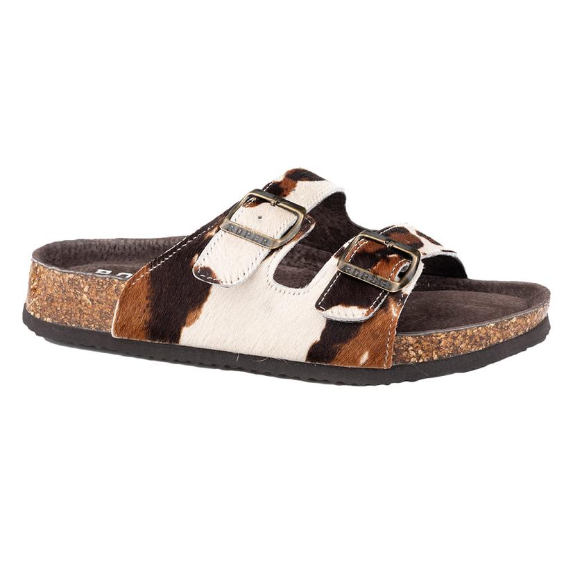 Roper Women's Brown Cow Faux Hair On Hide Sandal