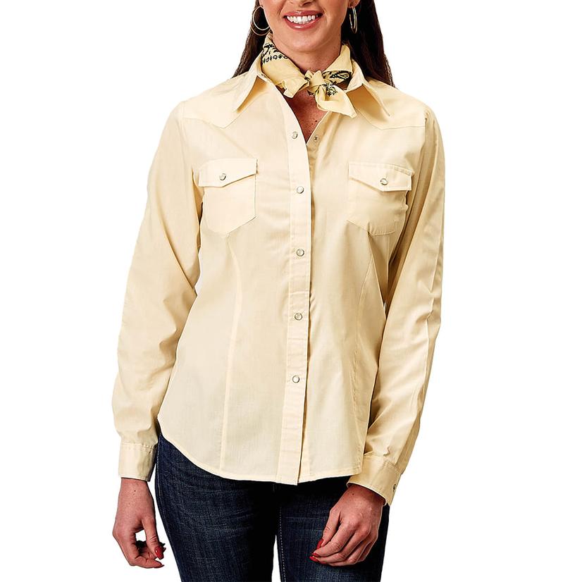 Roper Yellow Long Sleeve Pearl Snap Women's Shirt