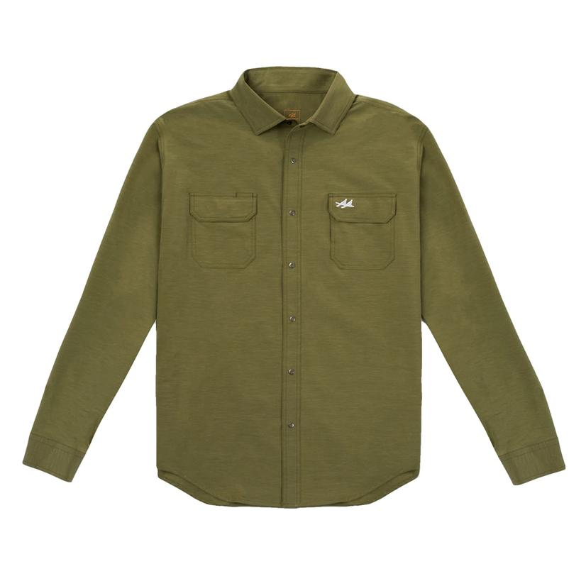 Two Dove Men's Olive Ultimate Outdoor Blend Long Sleeve Shirt