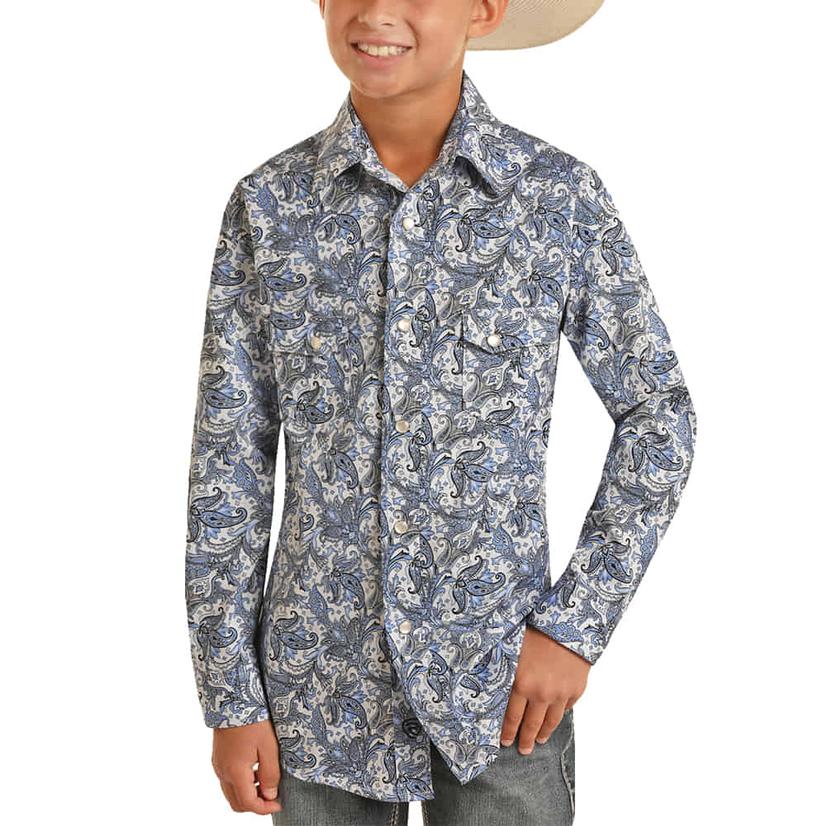 Rock & Roll Boy's Snap Paisley Long Sleeve Shirt