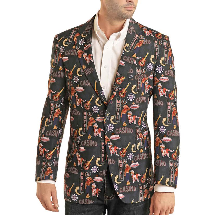 Rock & Roll Men's Conversational Sports Coat Navy