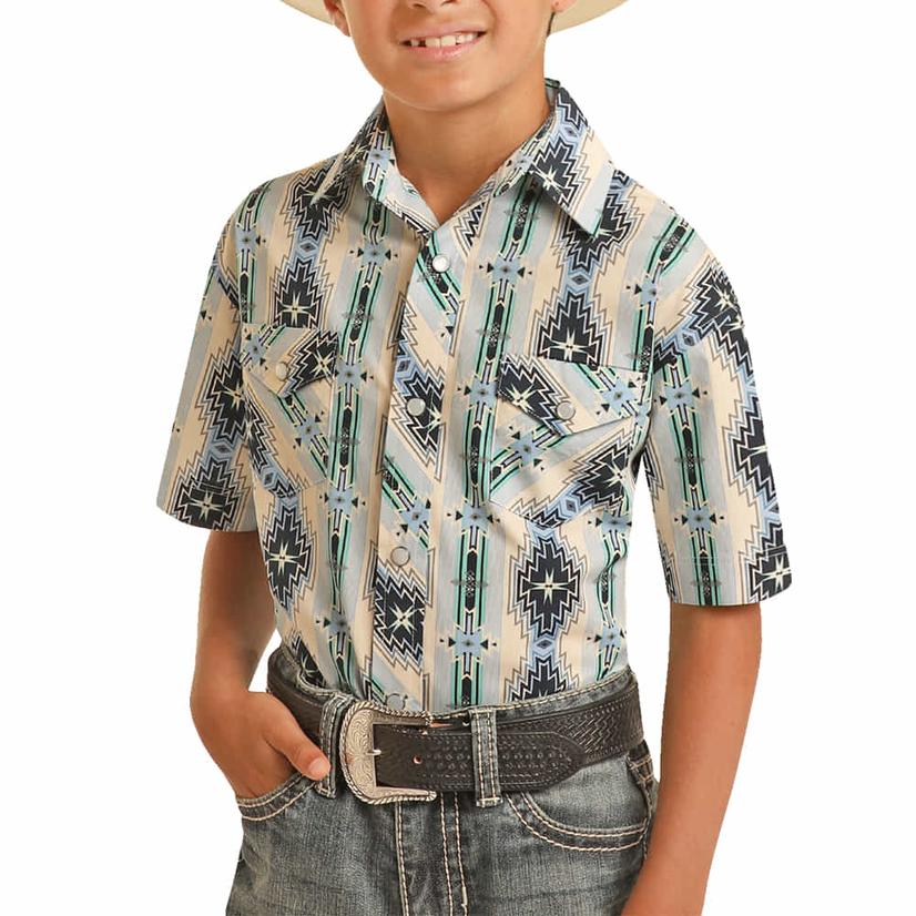 Panhandle Snap Boy's Short sleeve Aztec Print