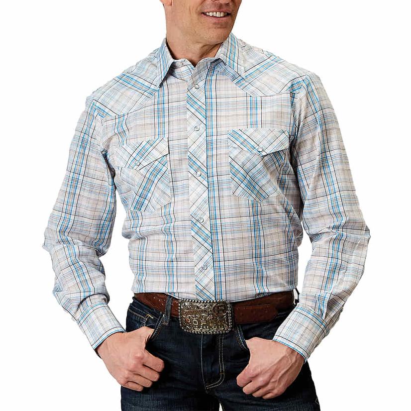 Roper Plaid Two Pocket Long Sleeve Pearl Snap Men's Shirt