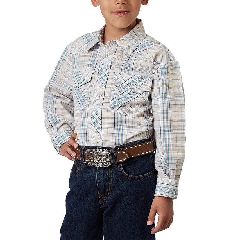 Roper Plaid Long Sleeve Pearl Sanp Boy's Shirt