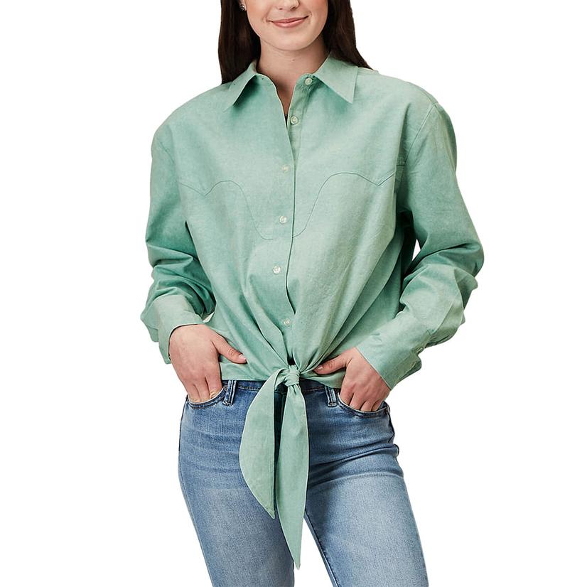 Roper Light Blue Denim Long Sleeve Pearl Snap Women's Shirt