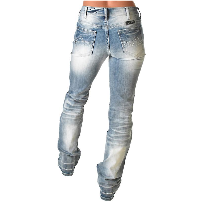 Cowgirl Tuff Light Wash Chain Breaker Mid Rise Bootcut Women's Jean