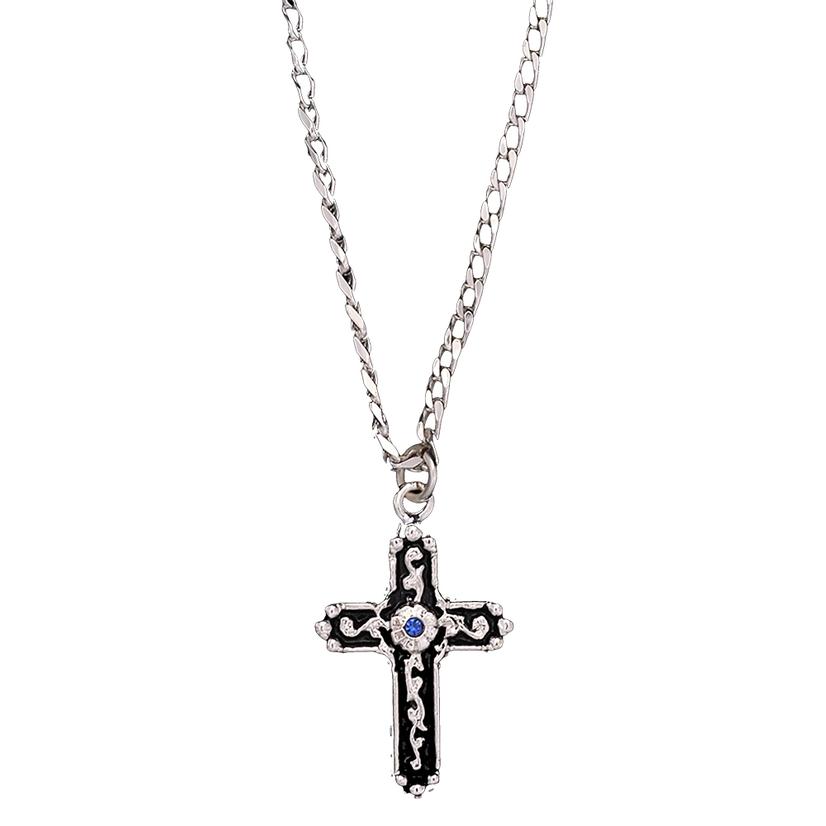 3D Belt Jewelry Black/Silver / 18 Inch Silver and Black Cross Necklace