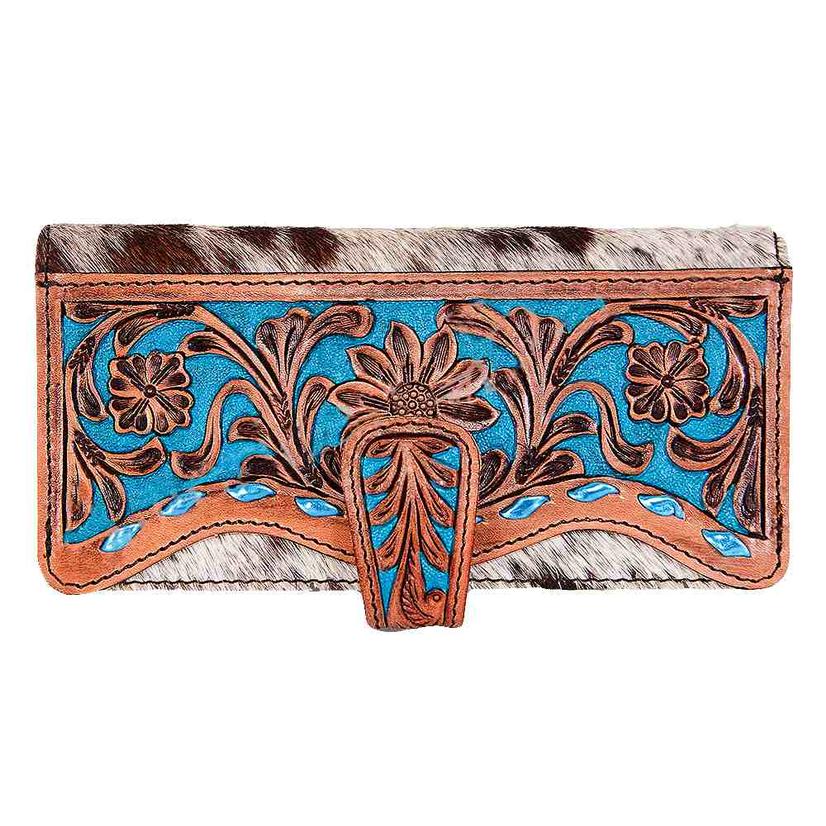 American Darling Brown and Turquoise Tooled Wallet