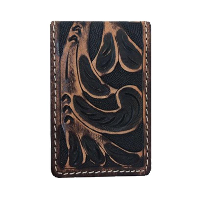 Roper Tan Tooled Overlay Men's Magnetic Money Clip