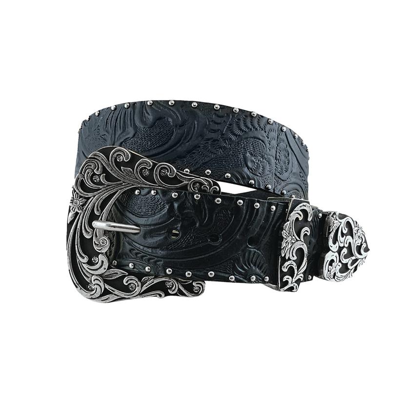 Roper Black Floral Embossed Women's Belt