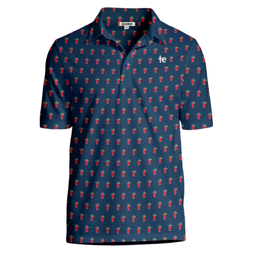 Tipsy Elves Navy Bloody Mary Short Sleeve Men's Golf Polo