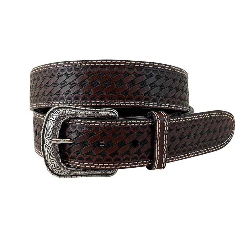 G Bar D Cognac Basket Weave Men's Belt