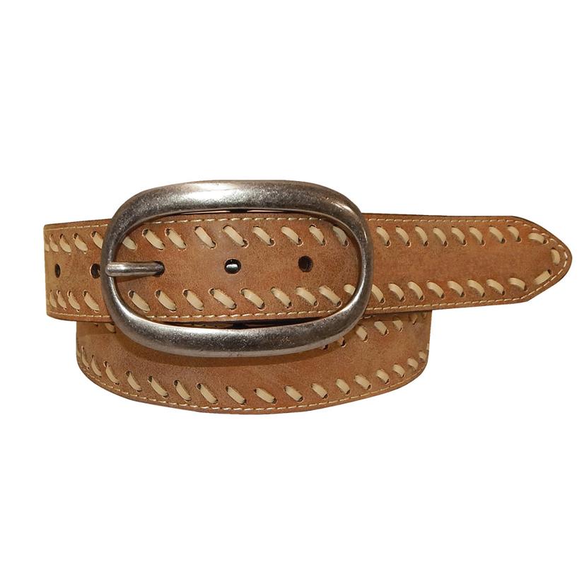 Cowgirls Rock Brown Leather Buckstitch Women's Belt