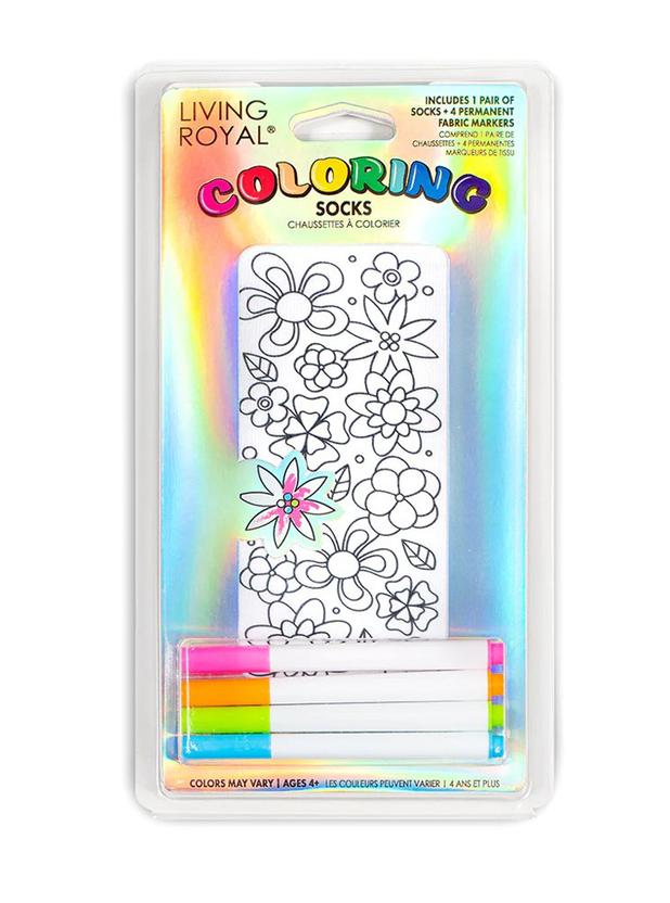 Living Royal Flower Party Coloring Socks In White