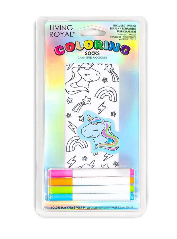 Living Royal Unicorn Galaxy Coloring Socks In White