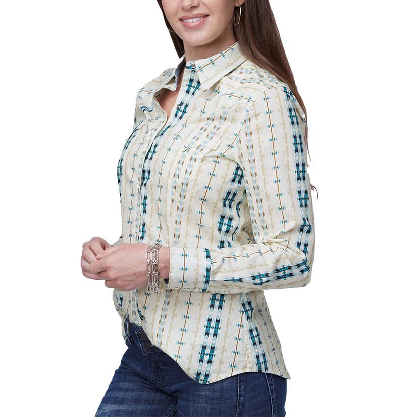 Roper West Made Vertical Aztec Long Sleeve Snap Women's Shirt