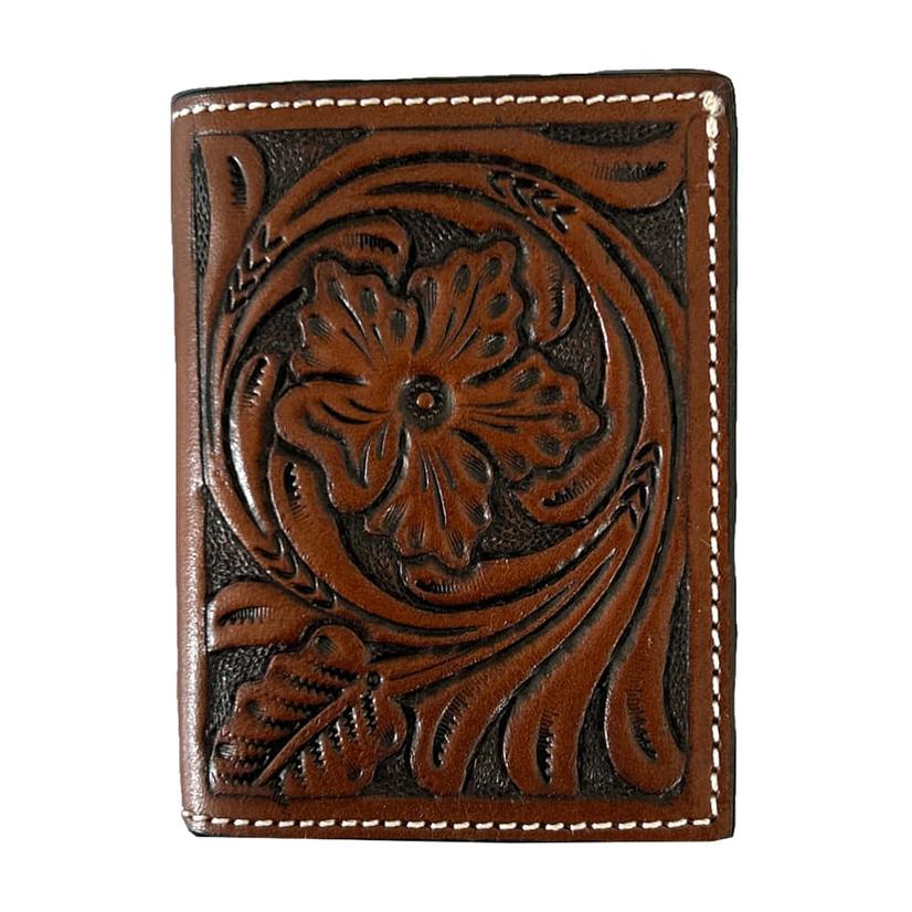 Western Fashion Accessories Trifold Floral Tooled Men's Wallet