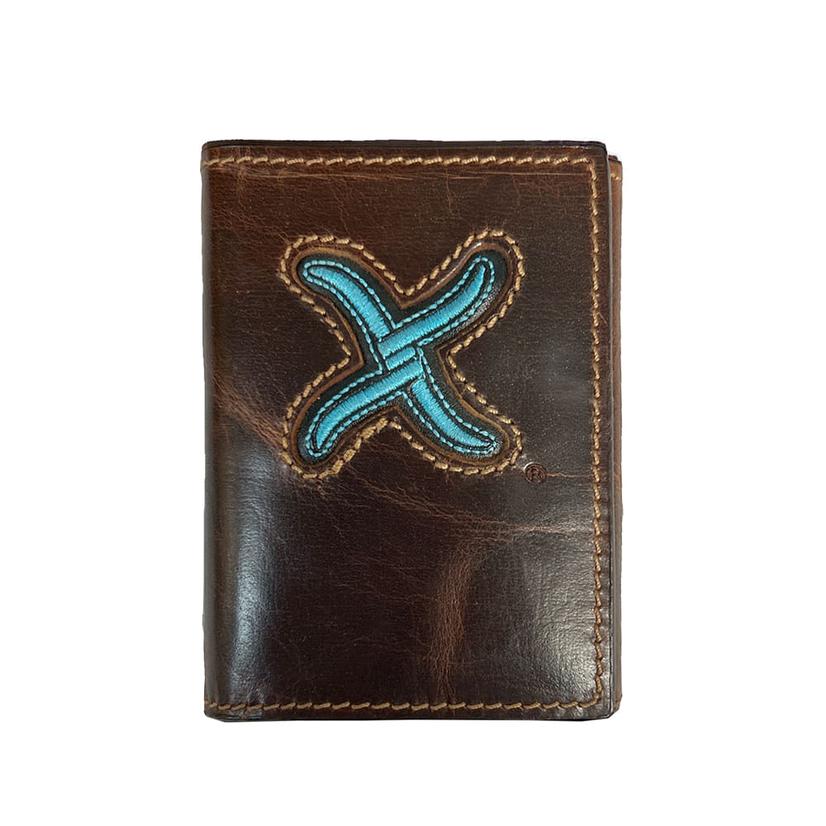 Brown Trifold Distressed Leather Men's Wallet