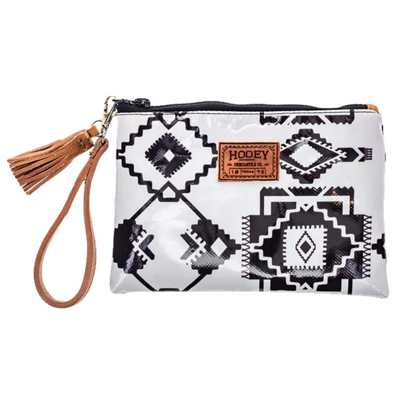 Hooey Whiteriver White And Black Aztec Print Arena Wristlet