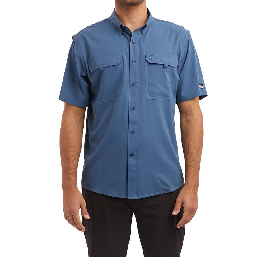 Pelagic Keys Blue Short Sleeve Men's Fishing Shirt