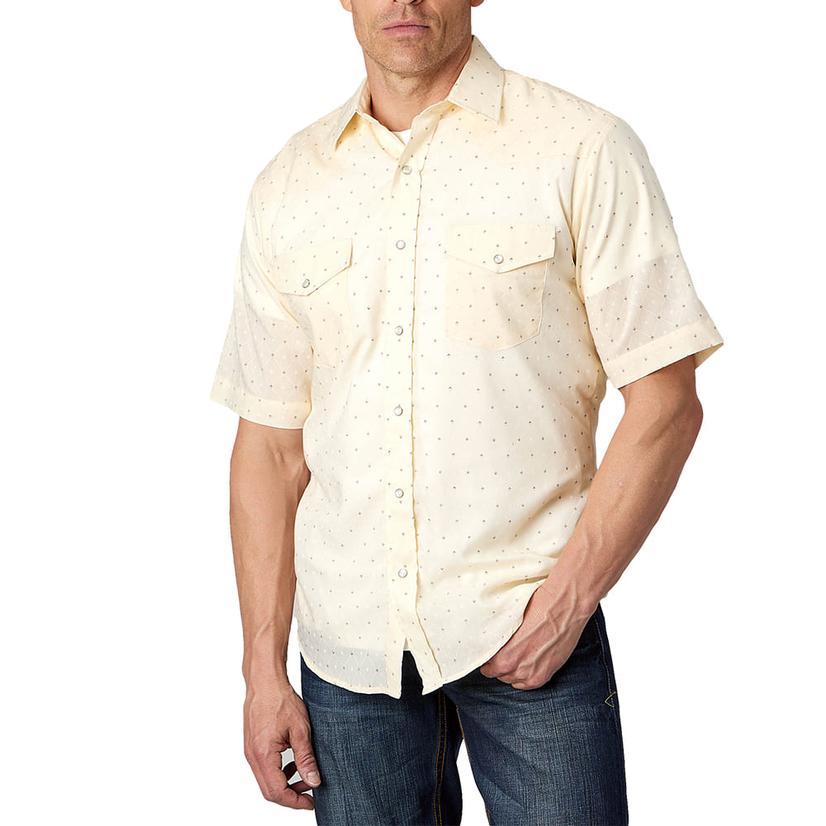 Roper White Print Short Sleeve Snap Men's Shirt