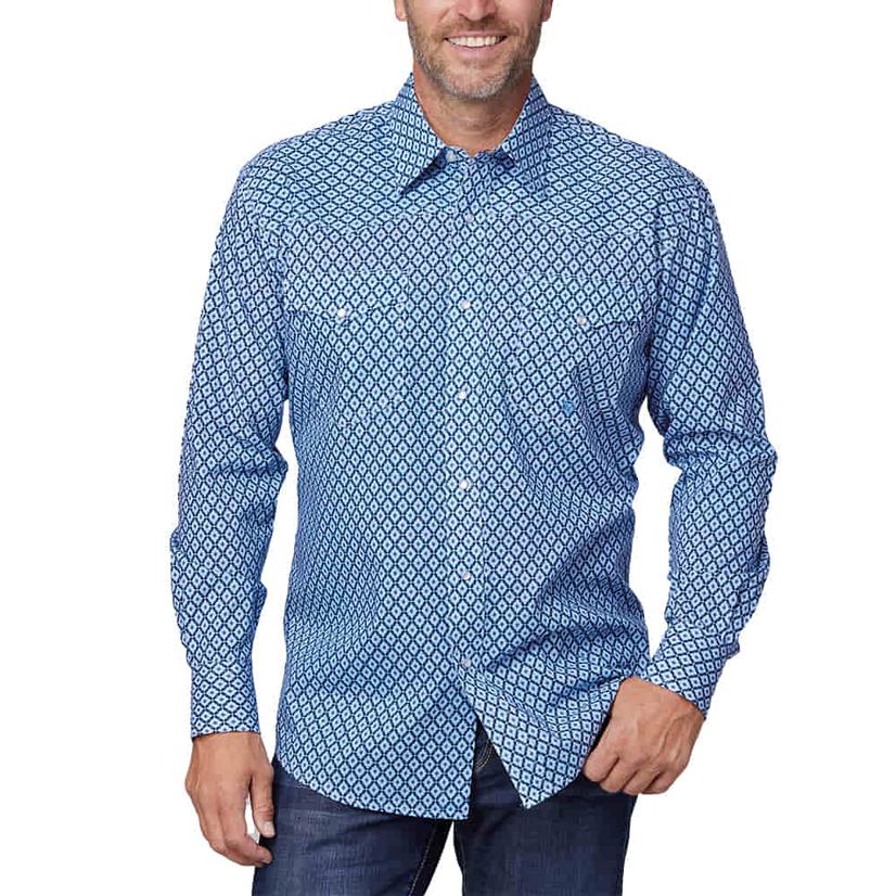 Roper Blue Stars and Stripes Long Sleeve Snap Men's Shirt