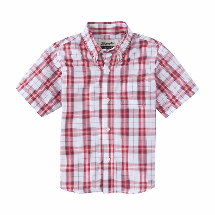 Wrangler Riata Blue Plaid or Red Plaid Boys Short Sleeve Shirt