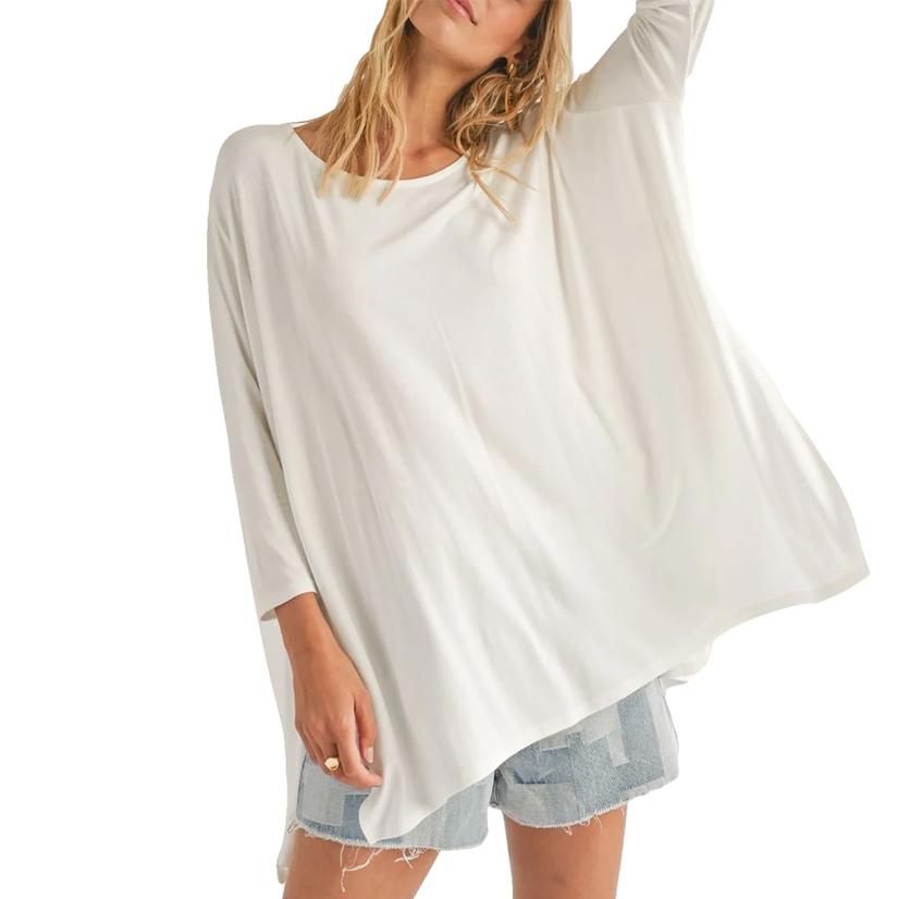 Sadie & Sage Ivory Vacay Three-quarter Sleeve Women's Blouse