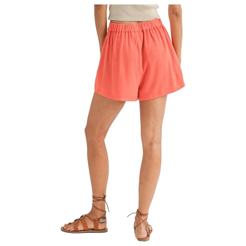 Sadie & Sage Shoreline Coral Elastic Women's Shorts