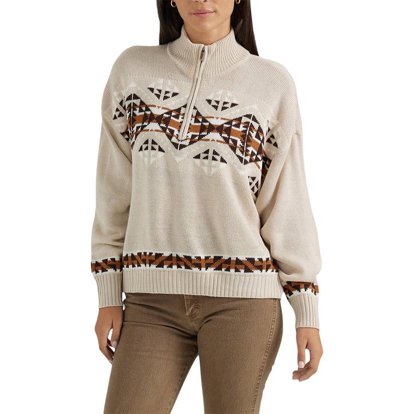 Wrangler Grey Retro Western Print Women's Long Sleeve Top