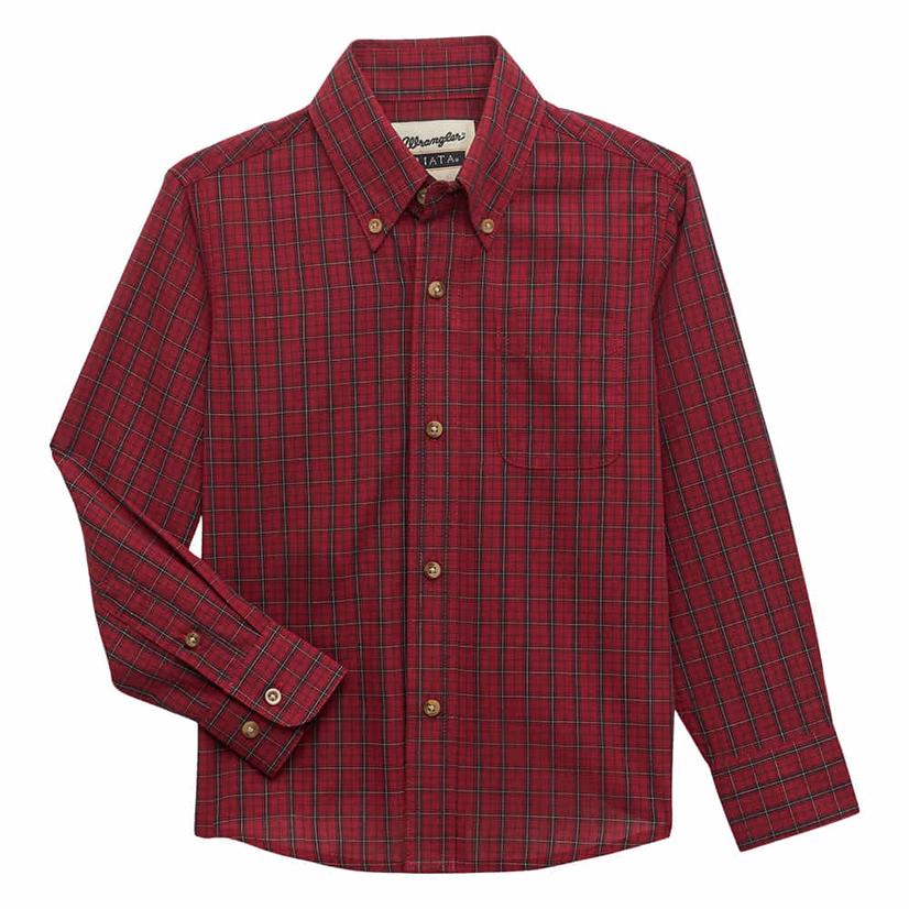 Wrangler Riata Plaid Long Sleeve Button-Down Boy's Shirt