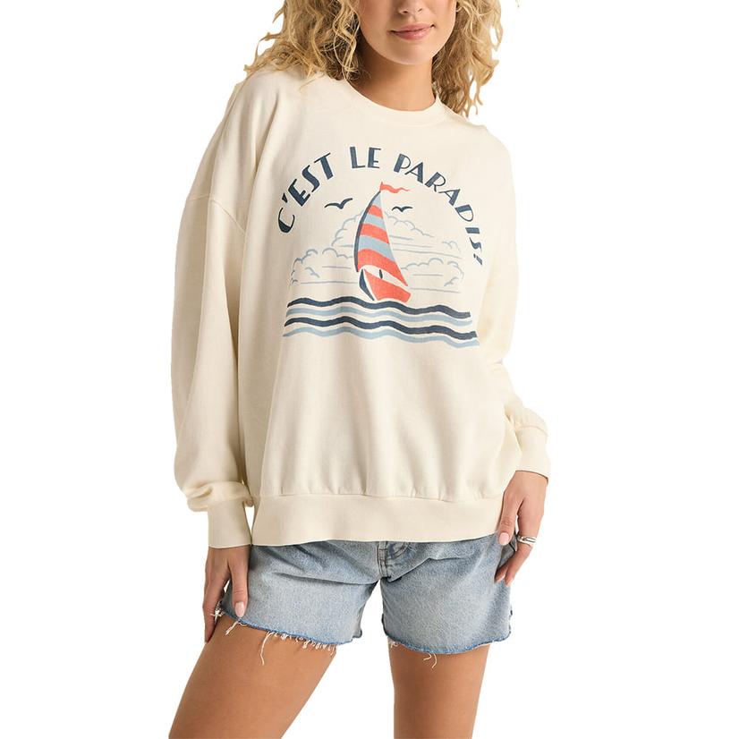 Z Supply Women's Sea Le Paradis Sunday Graphic Sweatshirt