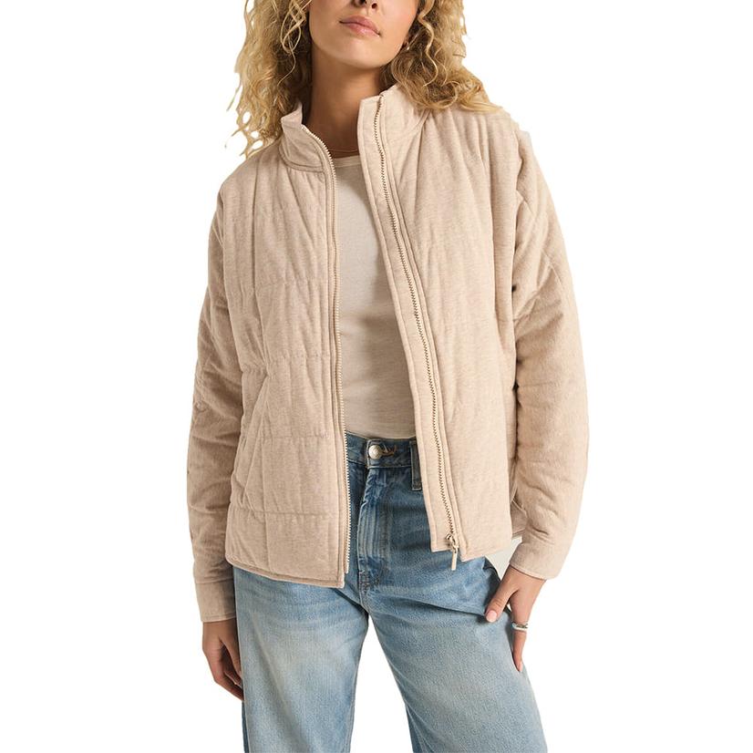 Z Supply Bonfire Women's Jacket In Heather Latte